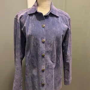 Chico's Design 100% leather Shannon coat Jacket Shacket Mulberry